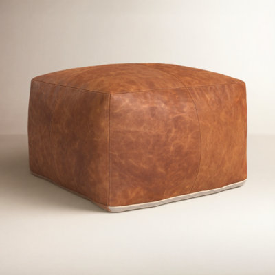 Imes 22" Genuine Leather Pouffe