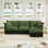 Canapé modulaire en L, canapé en nuage à assise profonde en chenille avec repose-pieds convertible et 2 coussins, canapé modulaire surdimensionné à 3 places avec housse pour salon