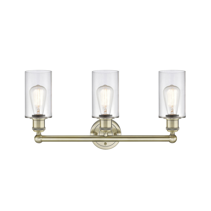 Caldello 3 - Light Dimmable Vanity Light, Clear, Antique Brass