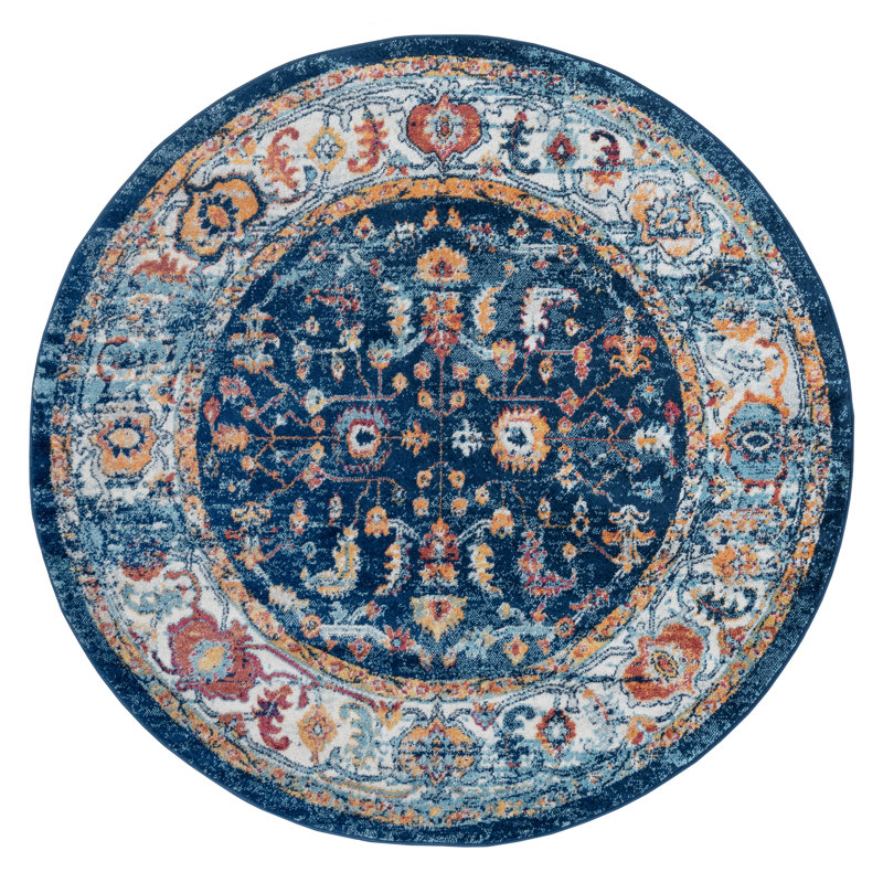 Honig Southwestern Durable Performance Indoor Area Rug, Round 6'7"