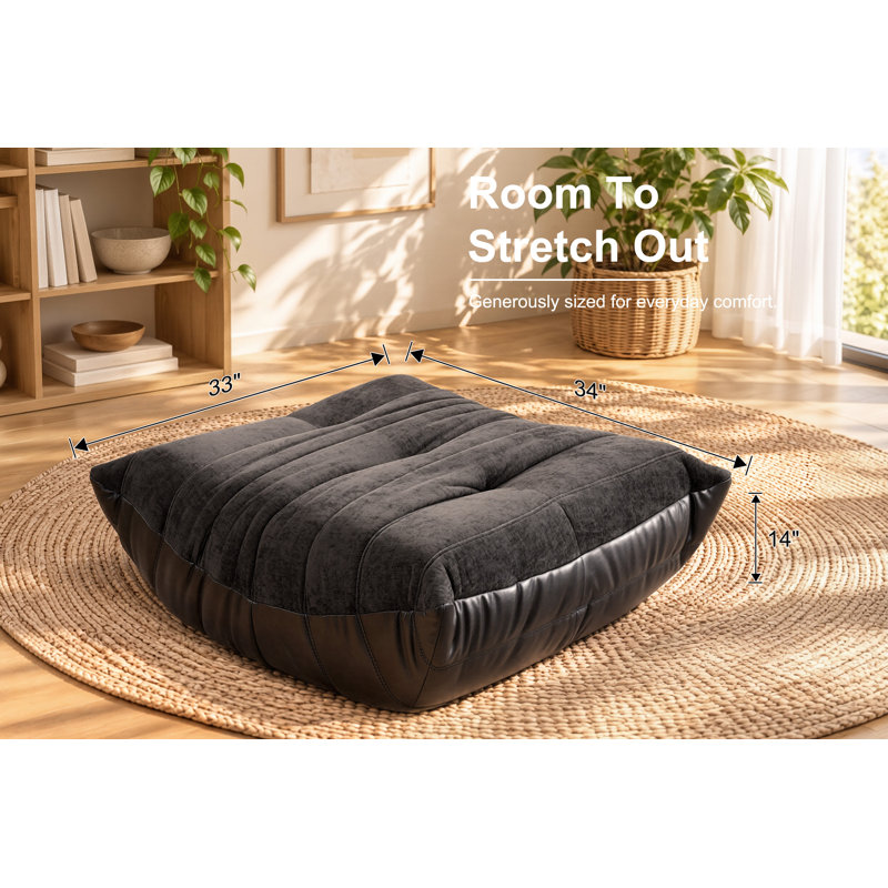 Fauteuil à billes 33 po avec repose-pieds Mactching 33 po pour salon, sans assemblage, Gris foncé et noir
