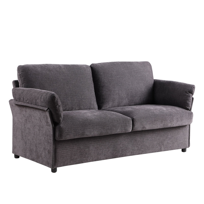 Causeuse de réception en tissu 70,05 po Lehew, Gris foncé