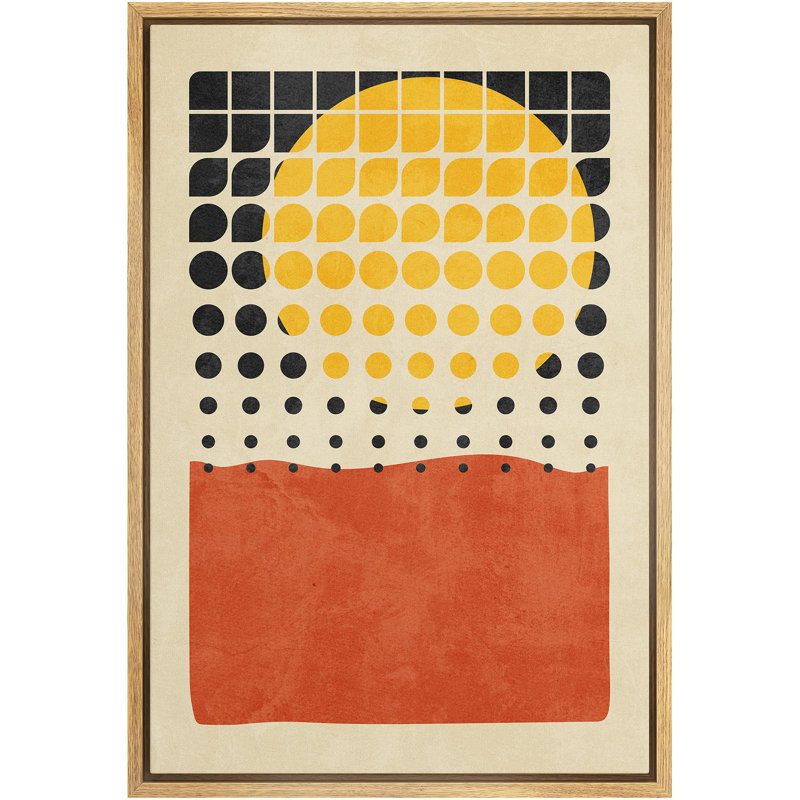 Motif de points géométriques quadrillés de soleil mid-century, impression sur toile, Naturel, H 24 po x l 16 po x P 1,5 po