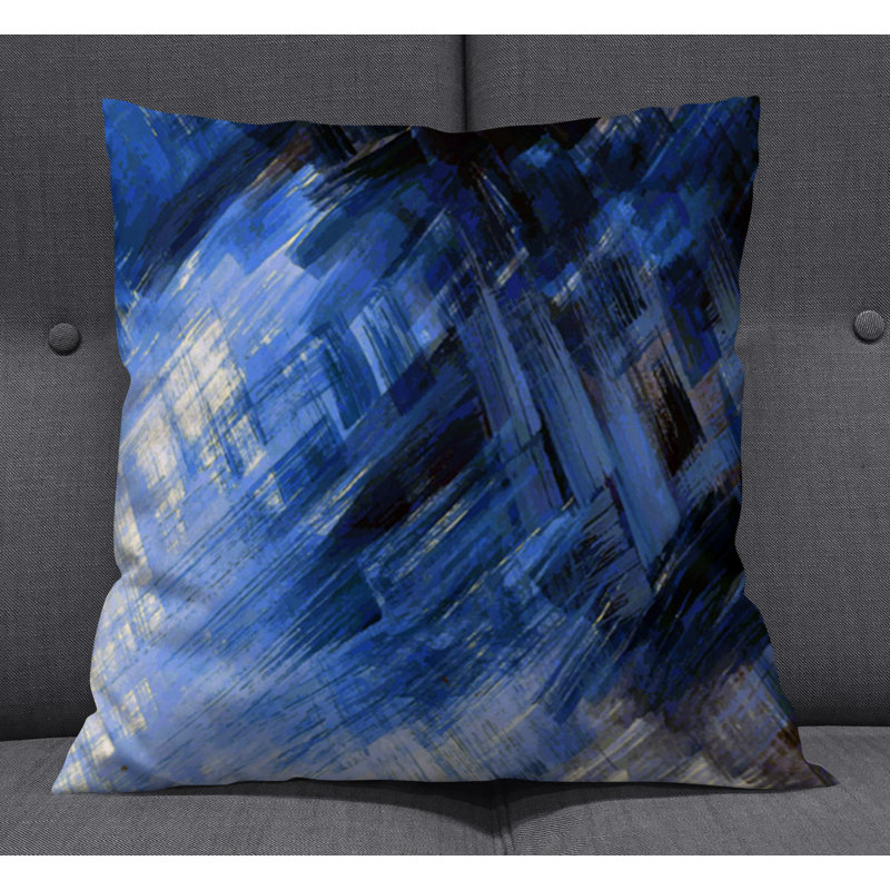 Throw Pillow With Insert, Blue Abstract 13, 16"H x 16"W