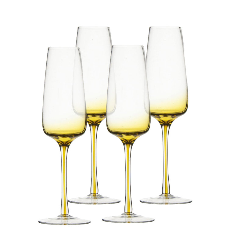 Flûte en verre émeraude Gem 7 oz, Or / transparent