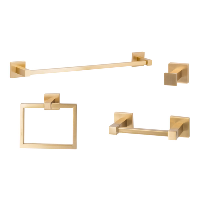 Vlora Series Bath Set, Pivot, Satin Brass