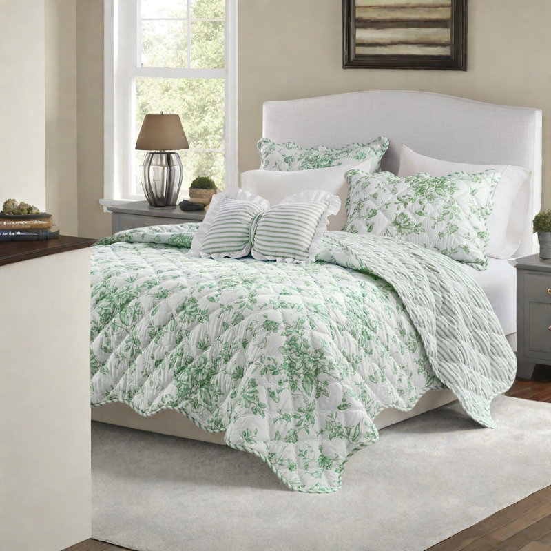 Ensembles de literie à motif floral moderne, courtepointe en microfibre pour grand lit 4 pièces