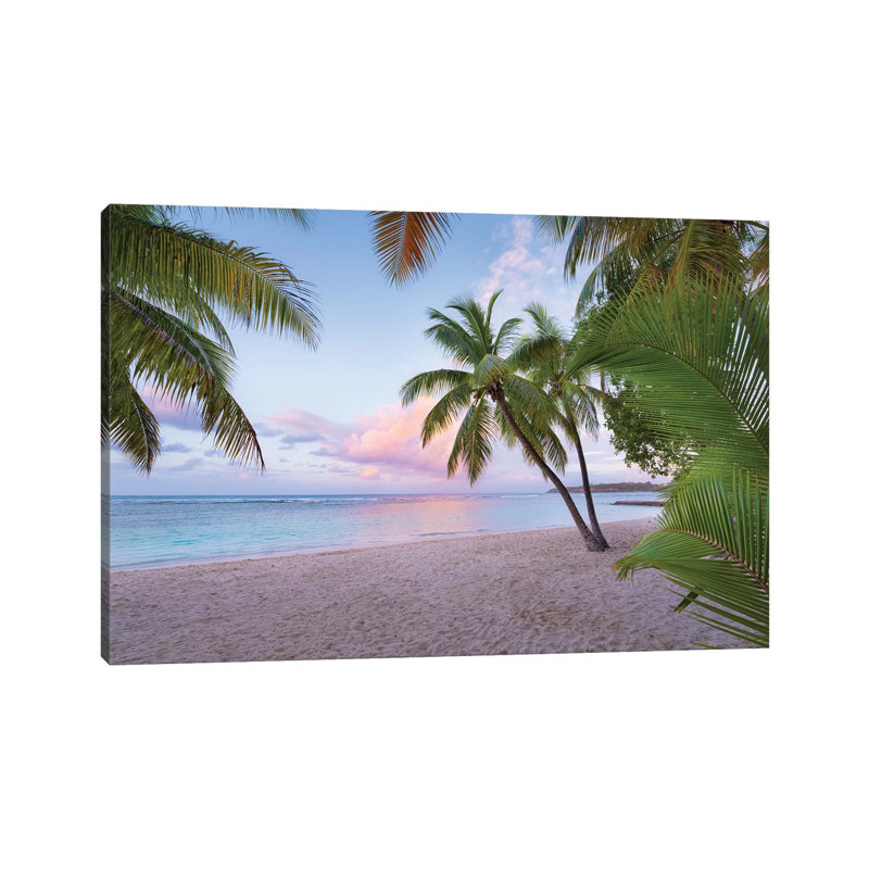 Palm Beach, Caribbean par Stefan Hefele - reproduction de photo, H 26 po x l 40 po x 1,5 po, Toile tendue