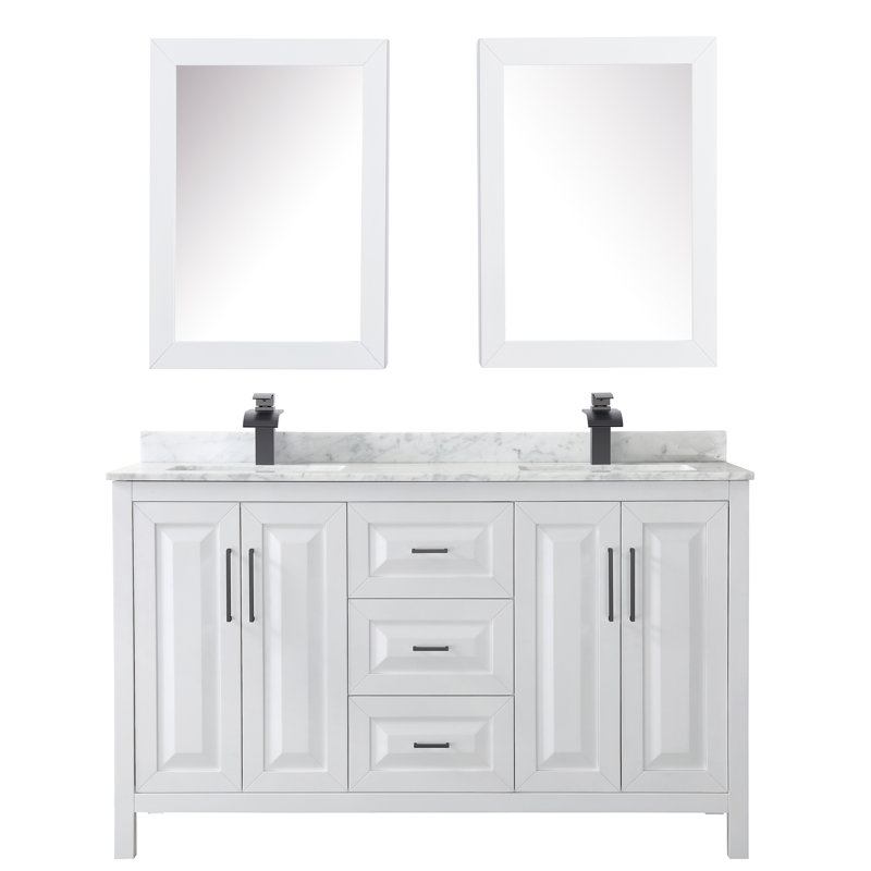 Daria 60'' W Double Vanity, White, Polished Chrome