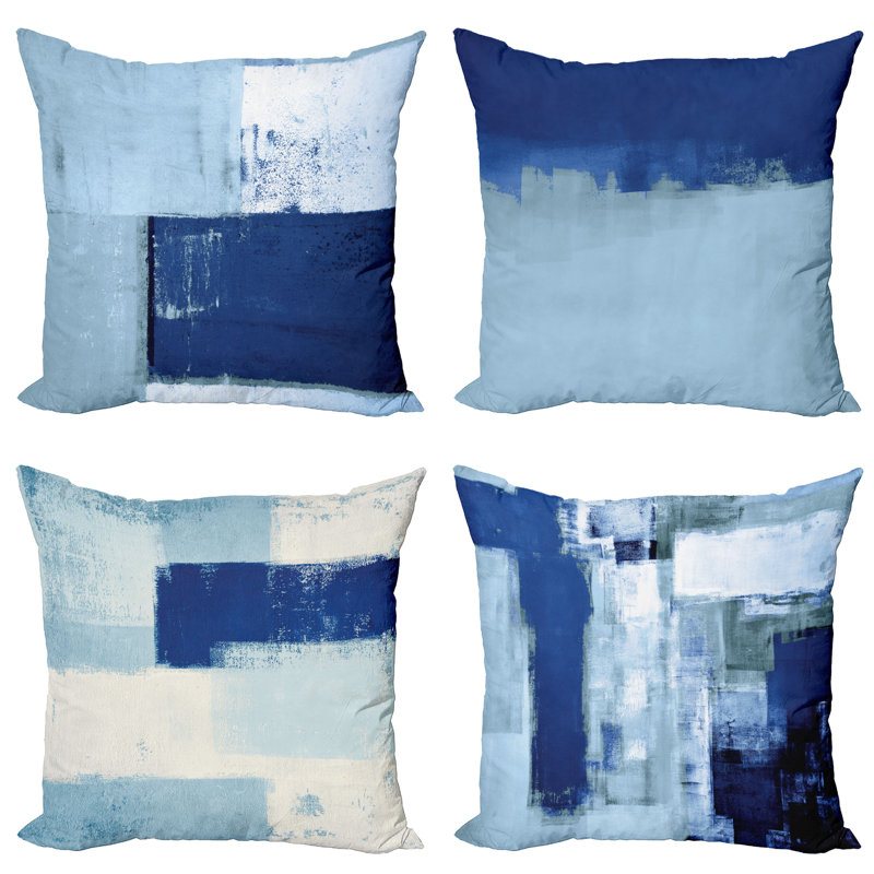 Reversible Pillow Cover, 16" H x 16" W, Night Blue / Pale Teal