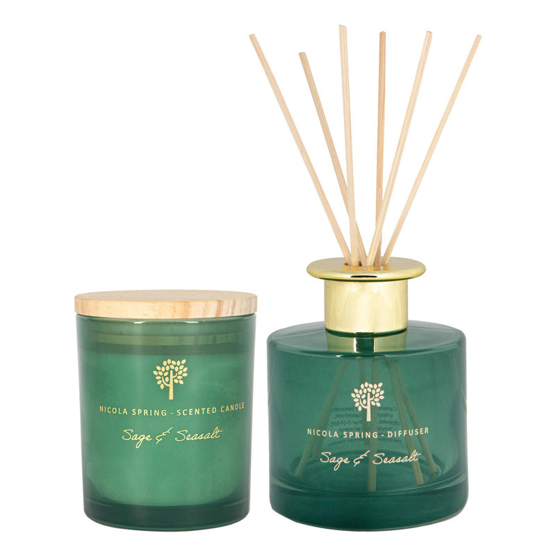 Nicola Spring - Scented Candle & Reed Diffuser - 130g - Sage & Seasalt
