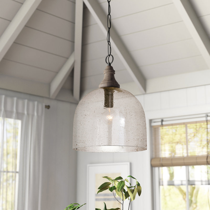 Luminaire suspendu en dôme à 1 lumière Balzer, Transparent foncé