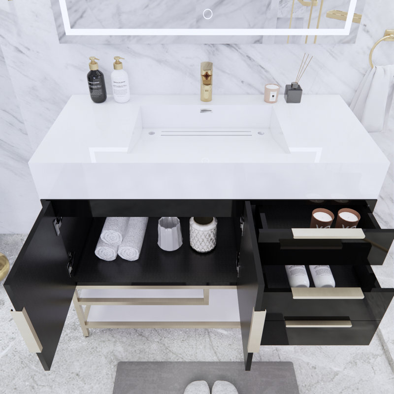 Ensemble de meuble-lavabo simple 41,5 po Glasgow, Noir ultrabrillant