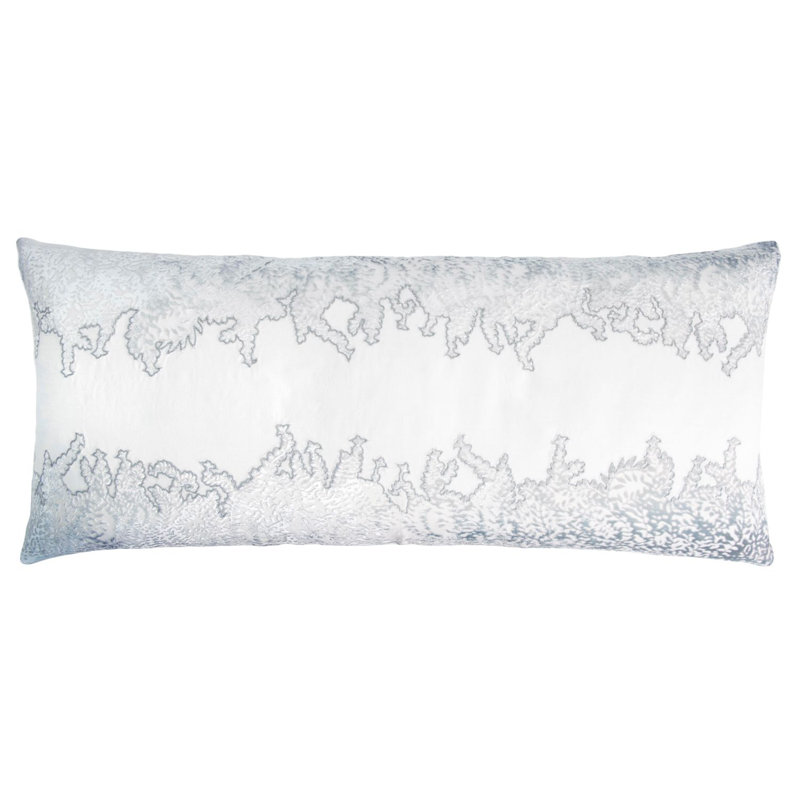 Ferns Linen Lumbar Pillow Cover & Insert, Steel, Rectangle 16" H x 36" W