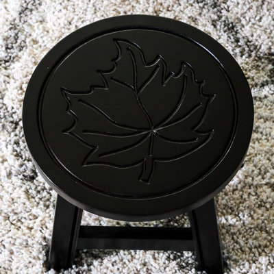 Wooden Step Stool In Rich And Mesmerizing Maple Leaf Stylish , Featuring