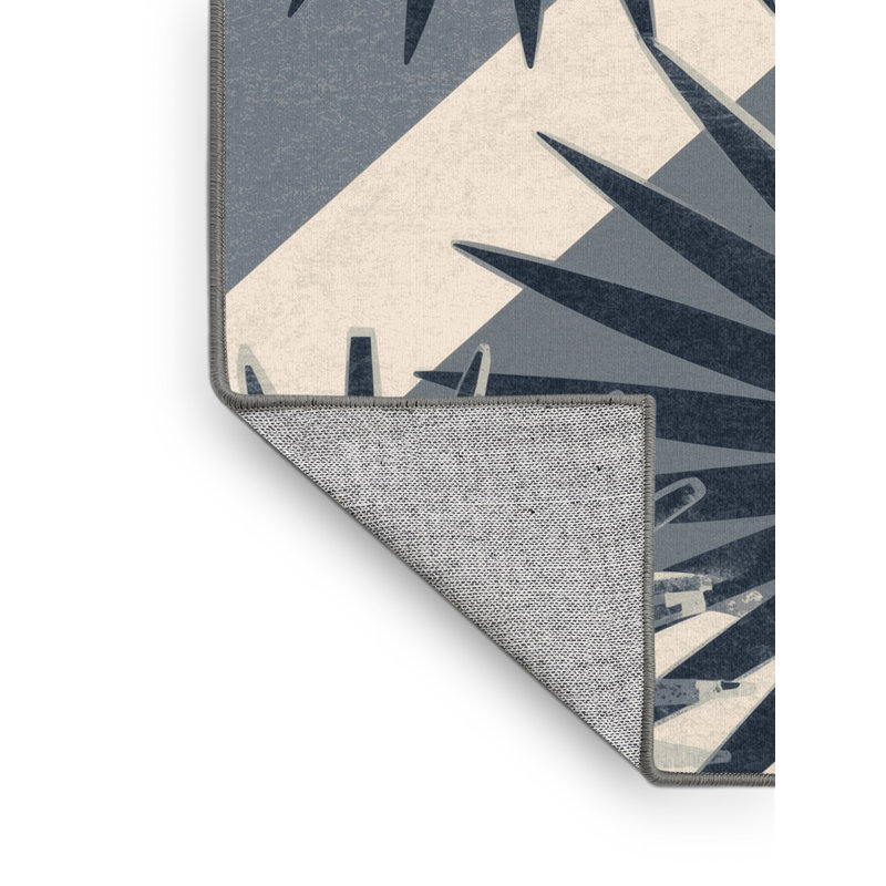 Machine Washable Paulett Mid-Century Modern Geometric Rug in Gray – Gray Binding, 8' Square
