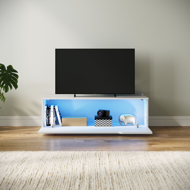 LED TV cabinet Stand for TVs, White, 30cm H x 100cm W x 35cm D
