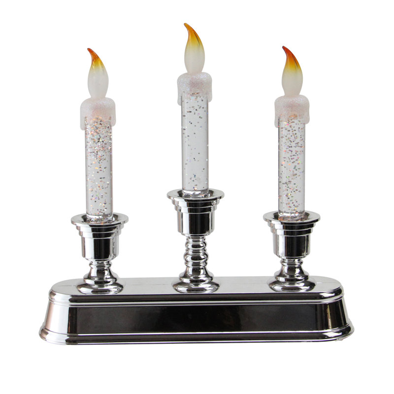Décoration de Noël candélabre à paillettes argentées 9 lumières DEL 9 po