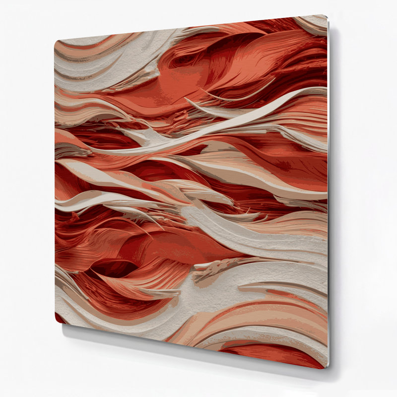 Abstrait paysage 19 art mural en métal beige, H 12 po x l 12 po