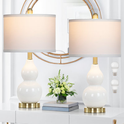 Haahris 22" Ceramic Gourd Bedside Table Lamp Set with Bulbs