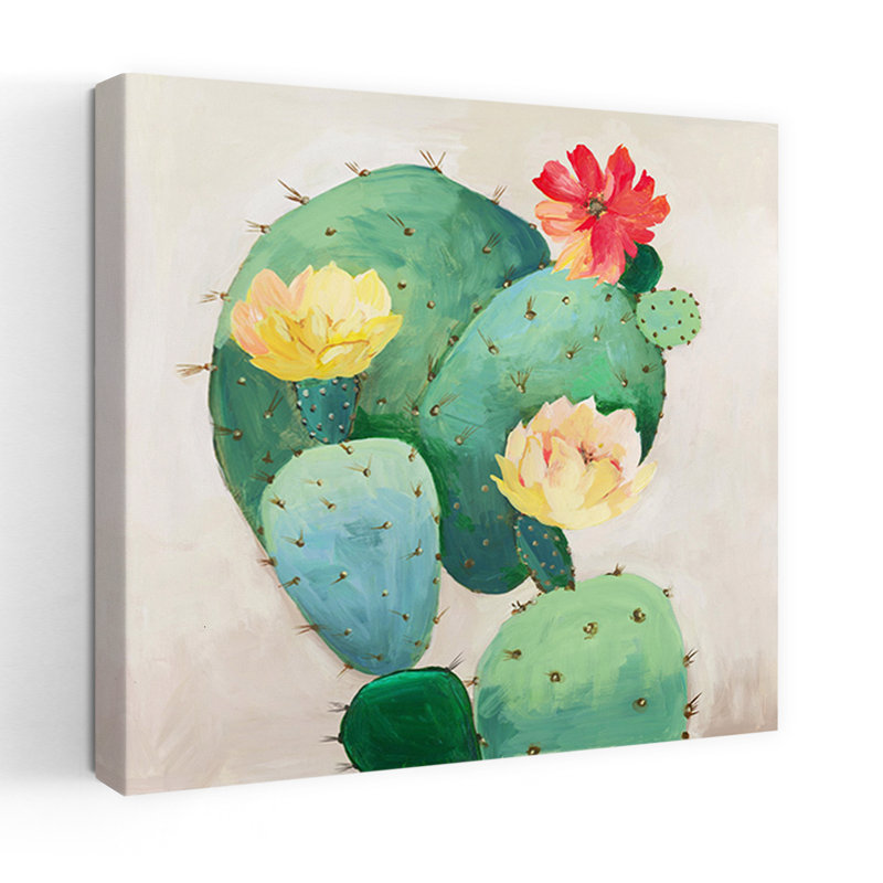 Cactus coloré, vibrant, abstrait, cactus contemporain, paysage, H 36 po x l 36 po