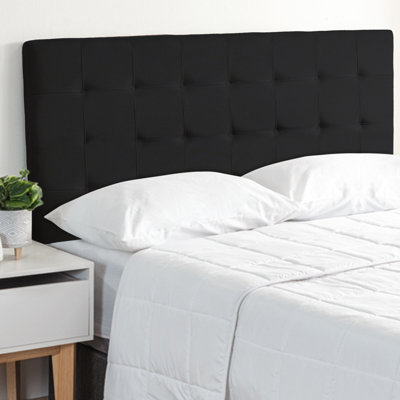 Classic Tufted Adjustable Upholstered Queen Headboard in Linen Fabric, Metal Legs