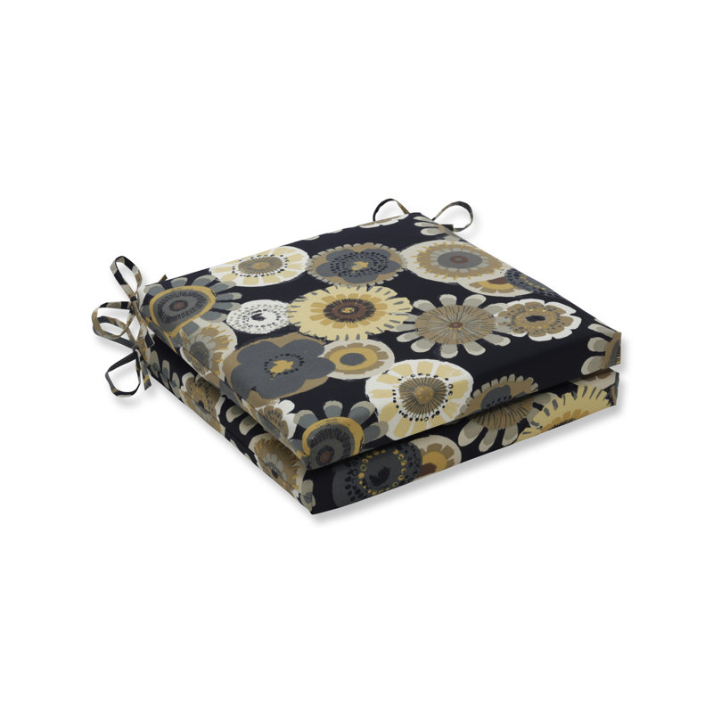 Coussin de chaise de salle à manger d’intérieur/d’extérieur, Noir / jaune