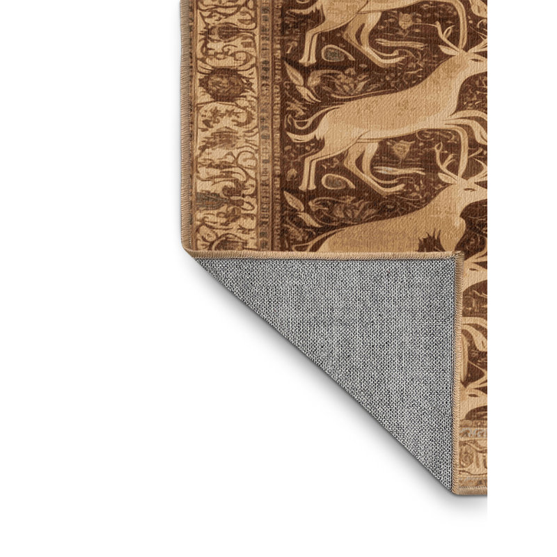 Tapis brun lavable à la machine, Carré 5 pi