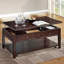 Table basse en noyer avec plateau relevable