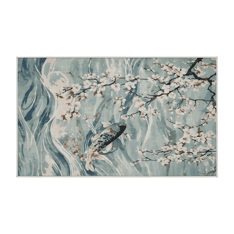 Machine Washable Green Area Rug, Rectangle 3' x 5'