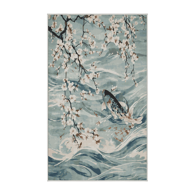 Machine Washable Green Area Rug, Rectangle 5' x 7'
