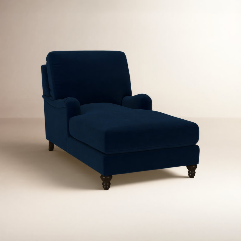 Chaise longue Walters, Velours performance bleu encre Bella