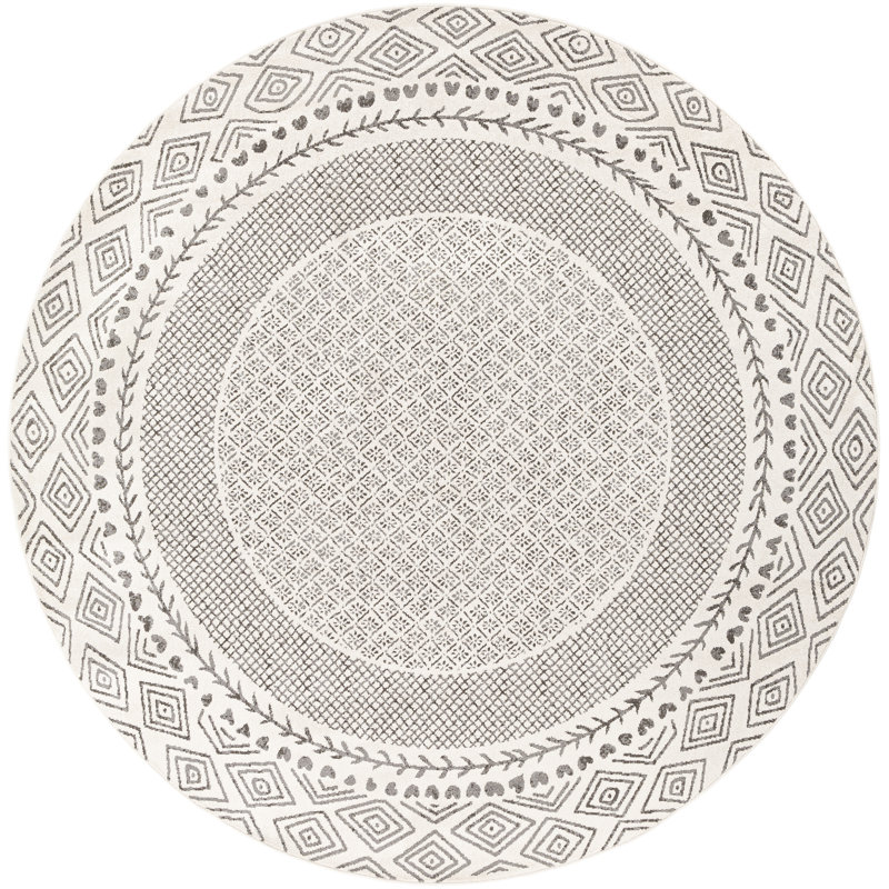 Calvo Light Beige/Charcoal Area Rug, Round 7'10"