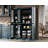 100% Solid Wood 48.5" Pantry China Cabinet with Frosted Glass Doors and Adjustable Shelves-1199738514