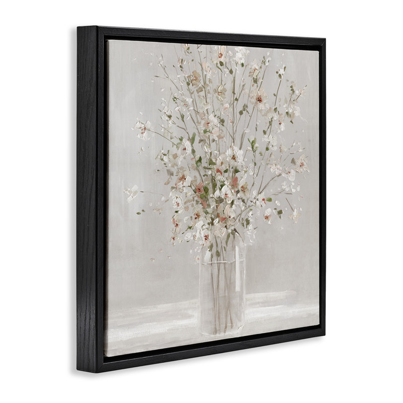 Arrangement de fleurs neutre, H 18 po x l 18 po, Cadre flottant noir de jais