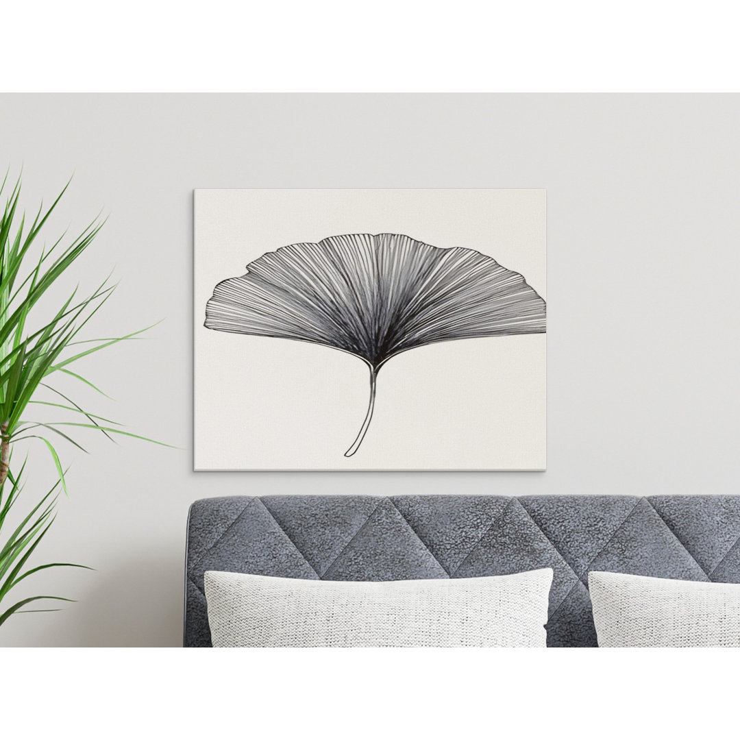 Ginkgo Leaf Line Art Canvas Print, Minimalist Botanical Wall Decor, Modern Scandinavian Nature Inspired Home Gift