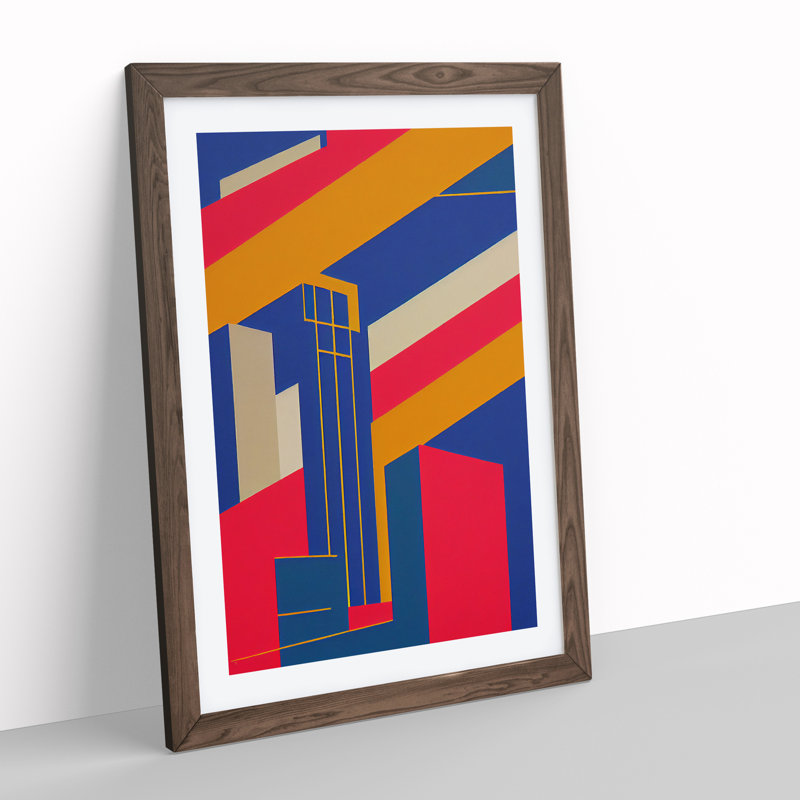 Unique Abstract Architecture No.1 - Wall Art, 66cm H x 48cm W, Walnut Picture Frame, White