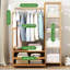 Bamboo 39" W Clothingt Hanging Rack Storage Shelves With Door
