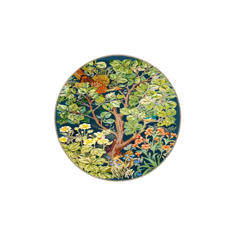 Washable Decorative Carpet With Tree Pattern On A Blue Background, Runner 2'6" x 9'11"