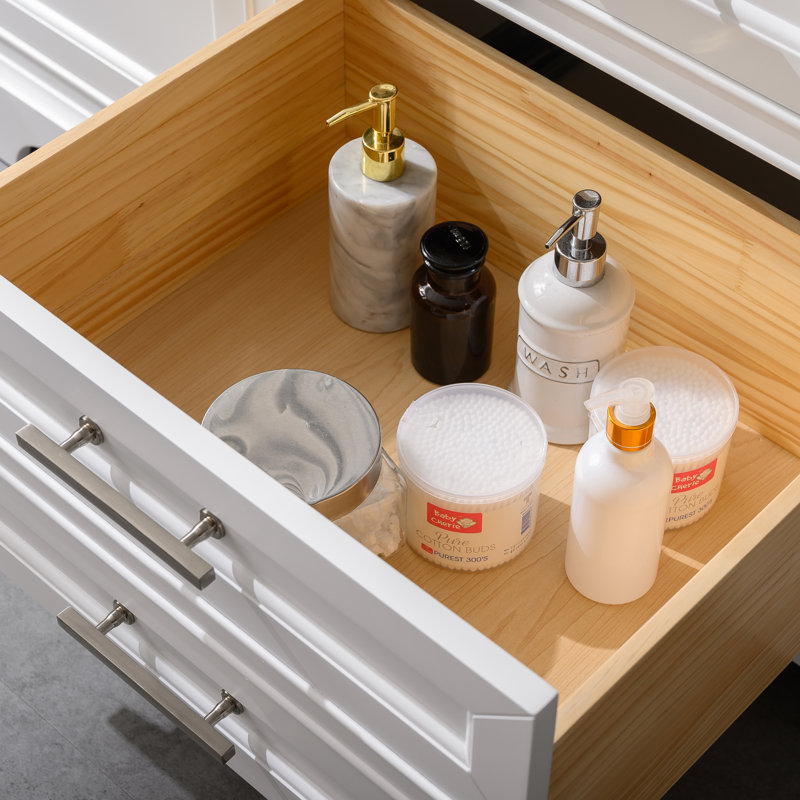 Thompson 60" W Double Vanity, White/Brushed Nickel