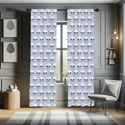 Skull Geometric Semi-Sheer Rod Pocket Curtain Panels