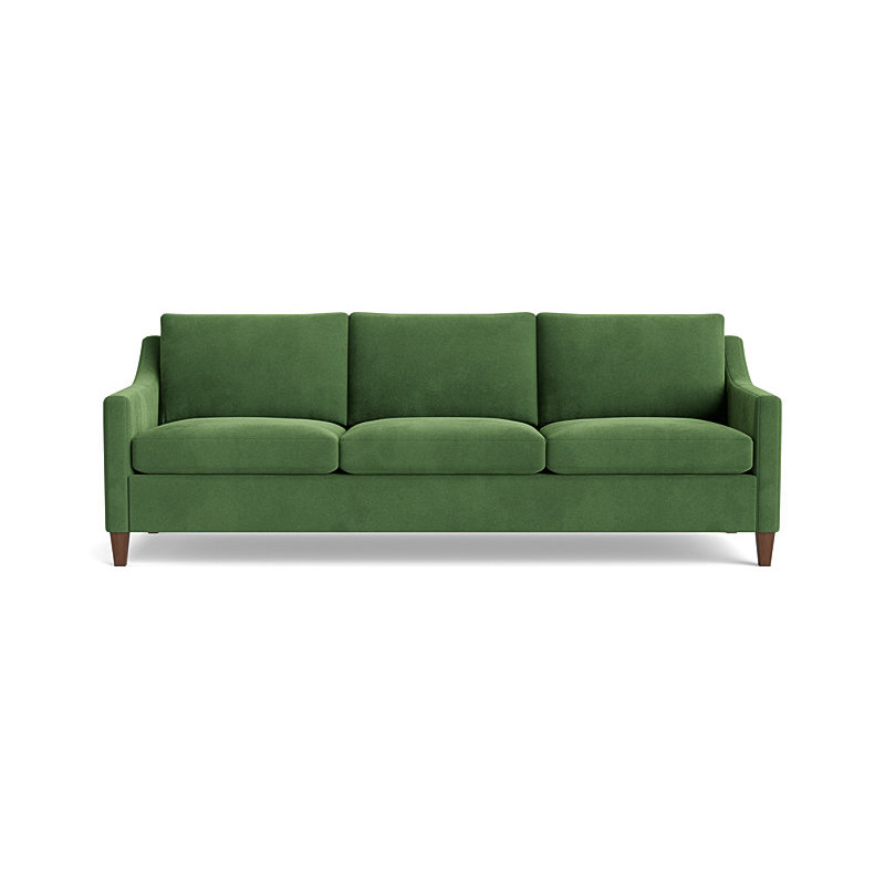 Vera Sofa (95"), Walnut Finish (Angled), Performance Velvet - Ivy