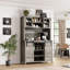 Bar à vin et à café 70 po, armoire à vin avec huche, portes de grange coulissantes, supports en verre et tablettes réglables-486702119