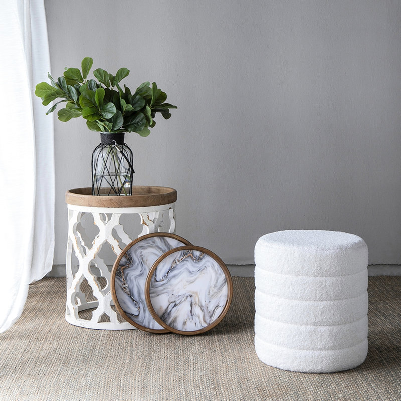 Décoration d'intérieur Mix Mix Style 5 - avec plante artificielle, vase, plateaux, tabouret et table d'appoint moderne