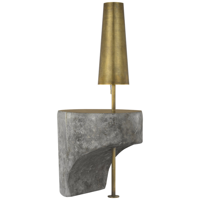 Anne-Marie Barton Runia 49" Sculpted Side Table Floor Lamp in Eclipse with Mottled Brass