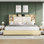 Base de lit tapissier 47,2 po avec 4 tiroirs de rangement, érable 47,2 po