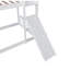 Lit superposé simple au-dessus d'un lit simple, lit superposé au sol avec rampe d'escalade, échelle, garde-corps de sécurité, blanc