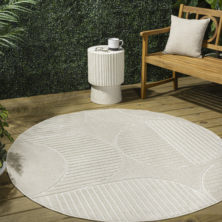 Arnika High-Low Geometric Arch Scandi Striped Ivory/Cream Indoor/Outdoor Rug