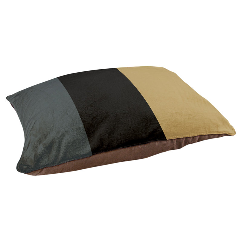 Oreiller rectangulaire New York, Petit (L 18 po x l 28 po), Gris acier / noir / or