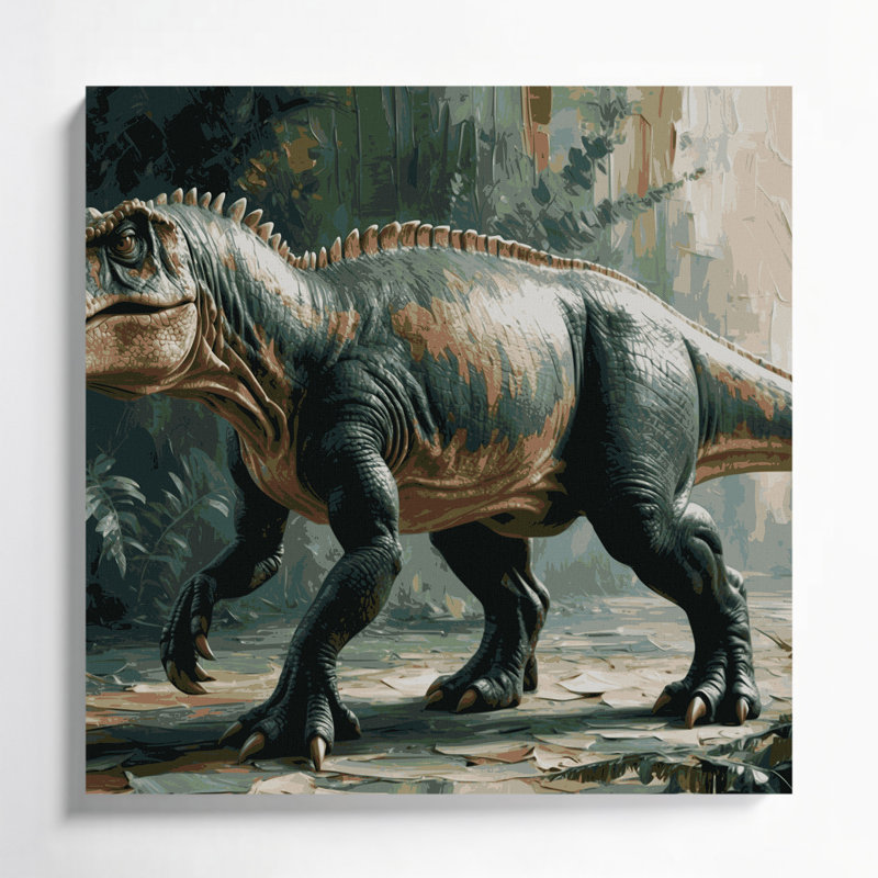 «Dinosaur Iguanodon», art mural sur toile grise, H 12 po x l 12 po